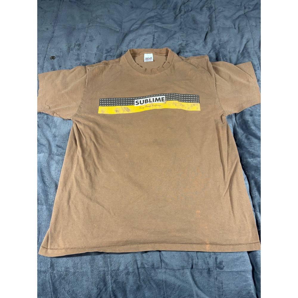 Sublime Band T-Shirt Brown Anvil Mens XL Long Beach California Graphic Tee 90s